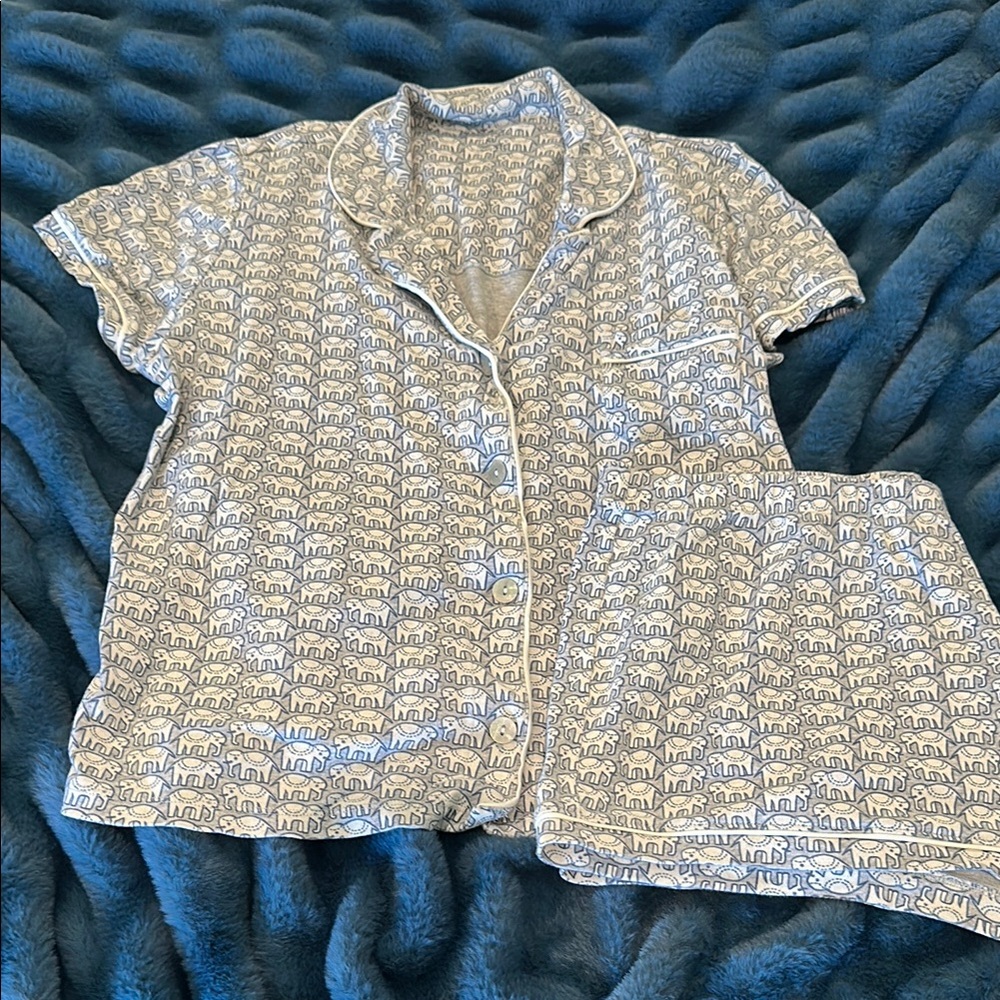 Roller Rabbit  Hathi Blue and White Polo Pajama Set